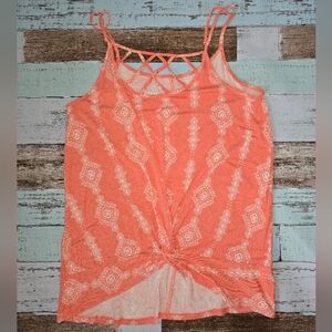 Orange Sweetheart Tie Front Camisole Top